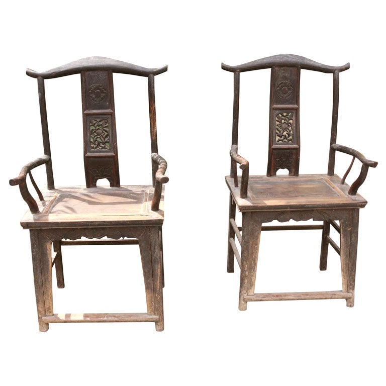 Pair of Antique Chinese Armchairs For Sale