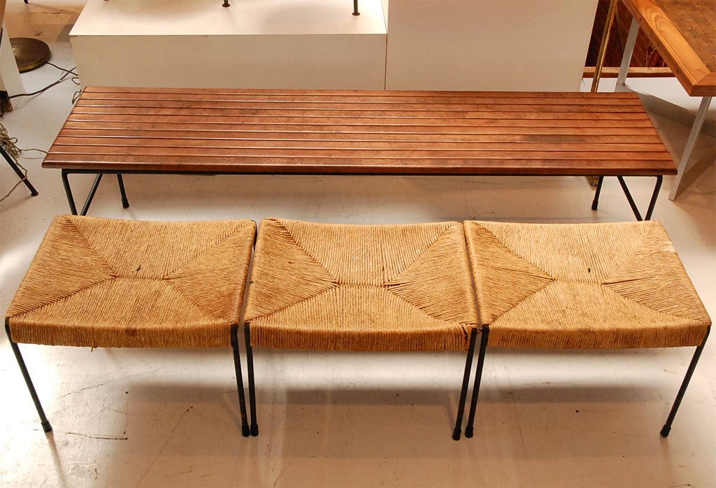 American Arthur Umanoff for Raymor Bench with set of Nesting Stools
