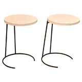 Pr. of iron stack tables w/laminate tops by Jens Risom