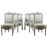 10 SILVER LEAF FRENCH NEOCLASSICAL DINING CHAIRS
