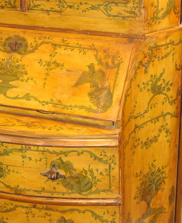 A fantastic and charming 19th Century Venetain secretary with original painted decoration.  This piece looks like the 230 year old originals but was made, for a rich tourist, about 100 years ago.