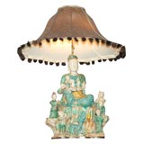 Antique Ming Lamp With Mink Trim