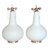 Pair of Great White Frosted Glass Lamps