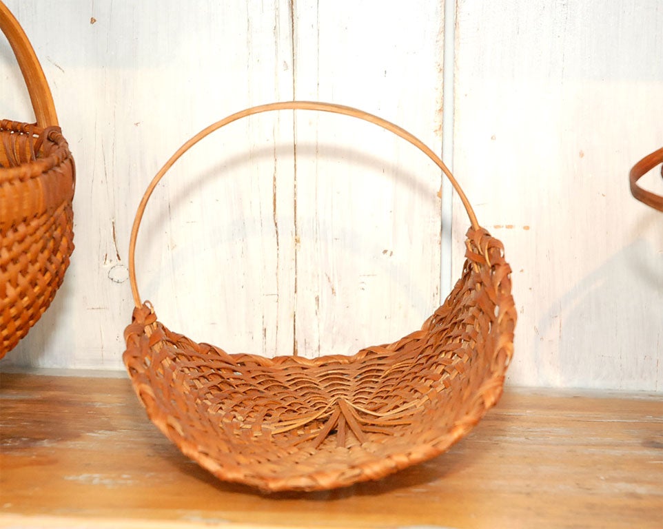 GROUP OF THREE 19THC HANDMADE BASKETS W/ HANDLES 3