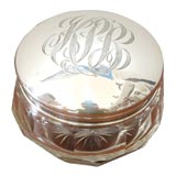 Antique 19 THC  CRYSTAL POWDER  BOTTLE WITH  A STERLING  SILVER  TOP