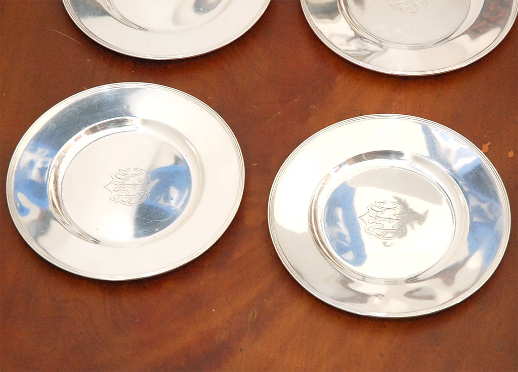 SET OF ANTIQUE STERLING SILVER DESSERT PLATES at 1stDibs