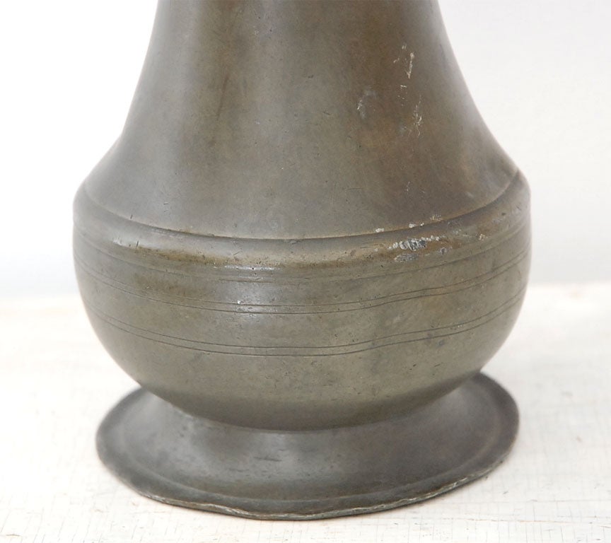 Pewter 18THC PEWTER PITCHER W/ LID ATTACHED-HALL MARKS  ON LID