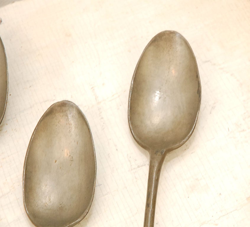 Pewter SET OF SIX EARLY PEWTER SPOONS/19THC