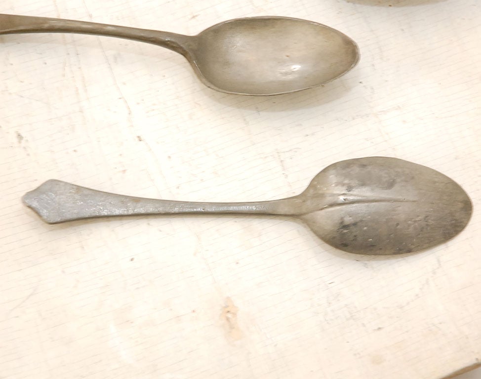 SET OF SIX EARLY PEWTER SPOONS/19THC 2