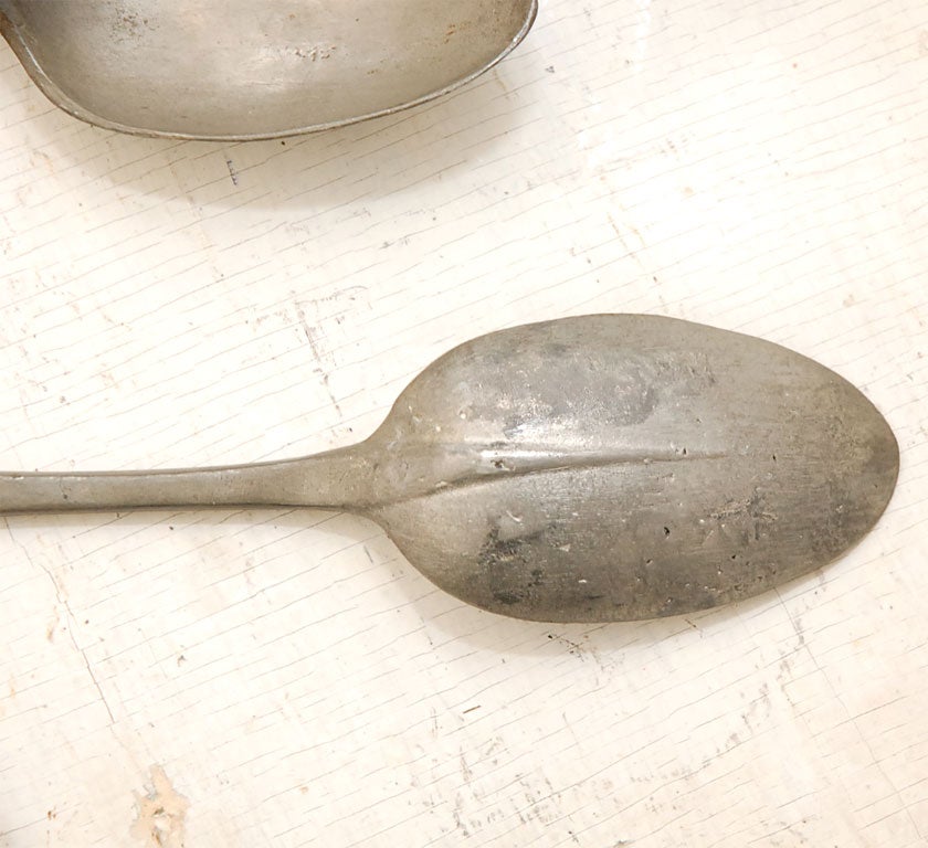 SET OF SIX EARLY PEWTER SPOONS/19THC 3