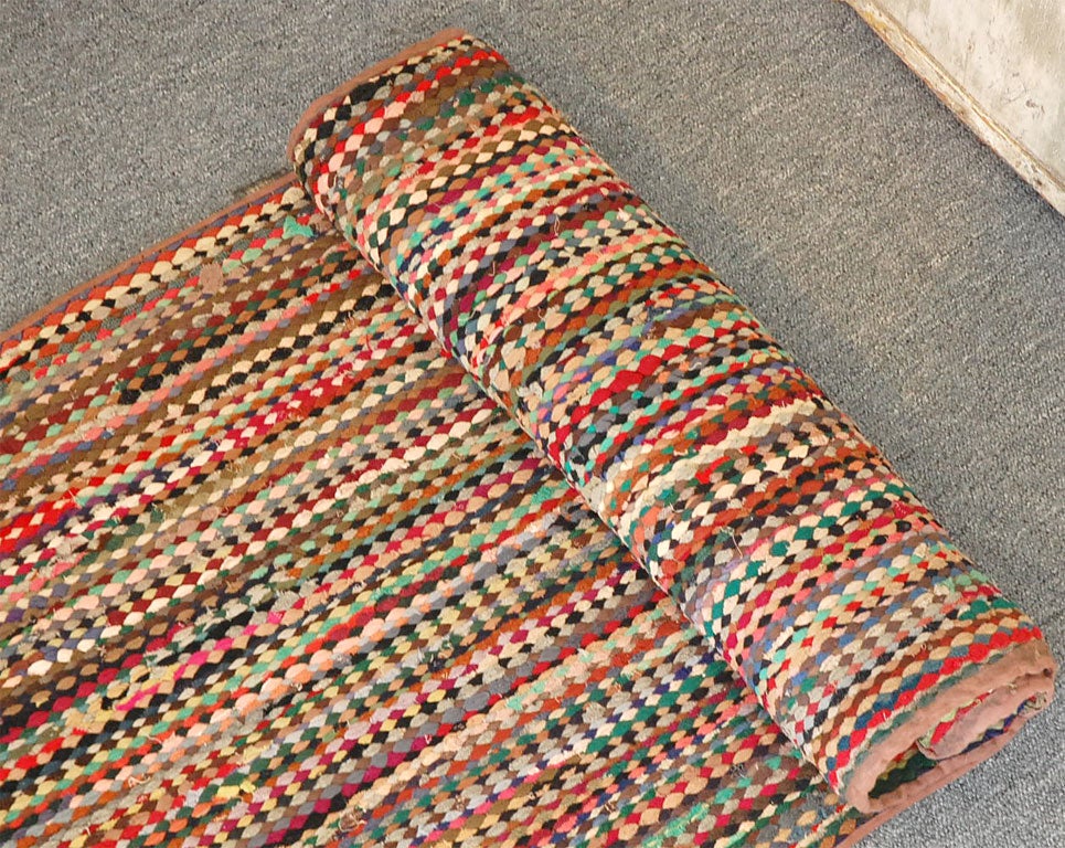 UNUSUAL MULTI COLOR BRAIDED RUNNER RUG at 1stdibs