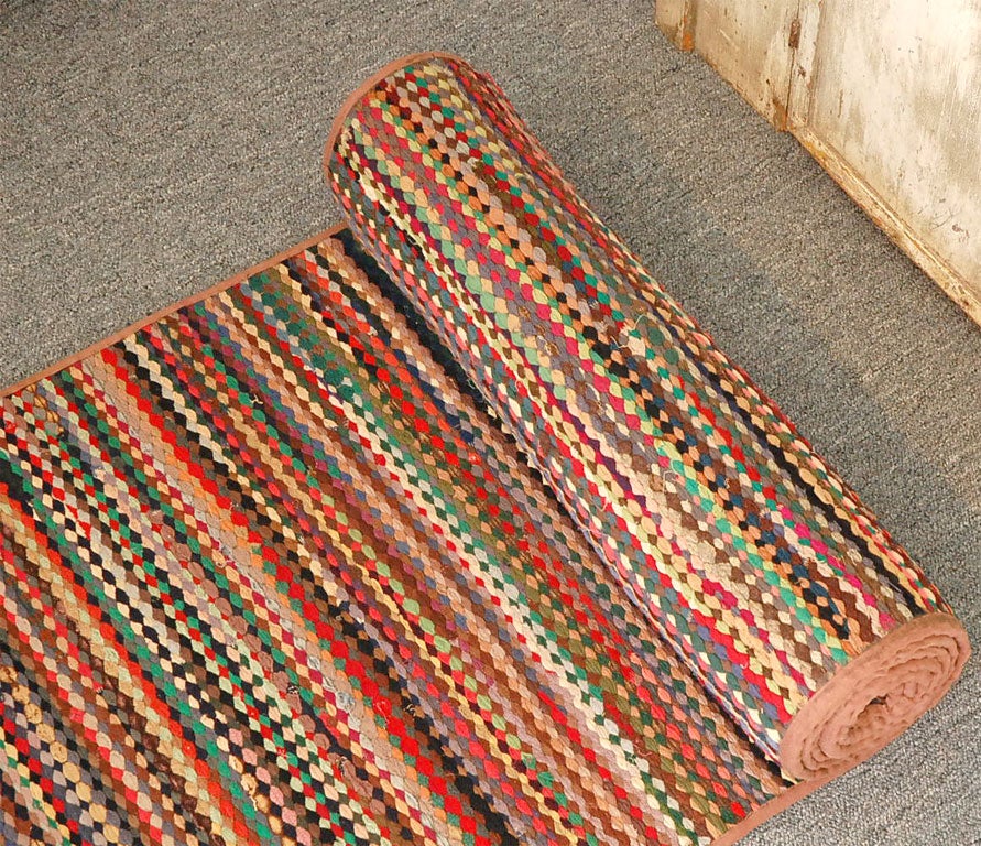 MULTI COLOR RUNNER BRAIDED RUG FROM PENNSYLVANIA at 1stdibs