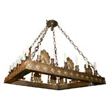 Pair of 1920
s Square Bronze Chandeliers