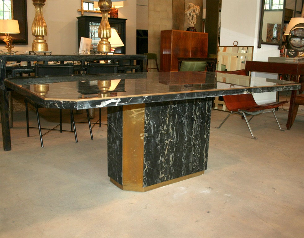 MARBLE AND BRONZE DINING TABLE