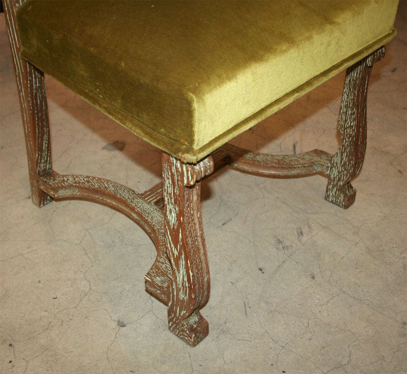 SET OF SIX CERUSE OAK DINING CHAIRS