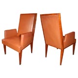 PAIR OF LEATHER ARMCHAIRS BY  JACQUES QUINET