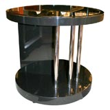Machine Age Round Side Table in Black Lacquer