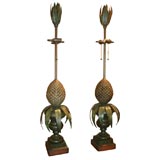 Pair of tole pineapple form table lamps