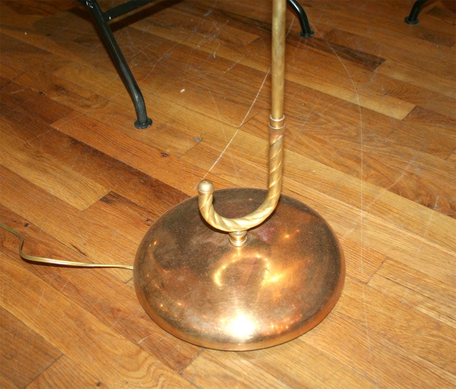 Italian Single brass umbrella form floor lamp with vellum shade
