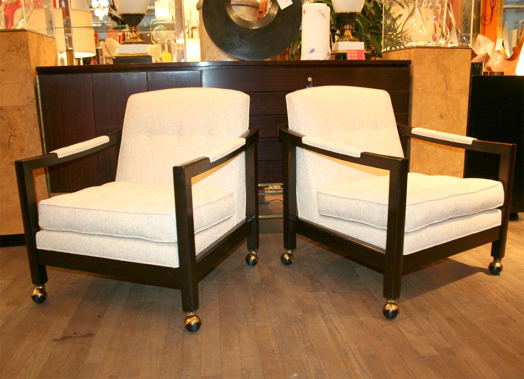 Harvey Probber Lounge Chairs with Ottoman