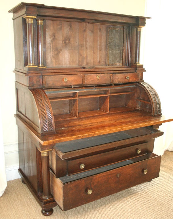 Large Walnut French Roll-Top desk, circa 1810 5