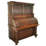 Antique Large Walnut French Roll-Top desk, circa 1810