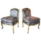 Vintage Pair French Slipper Chairs