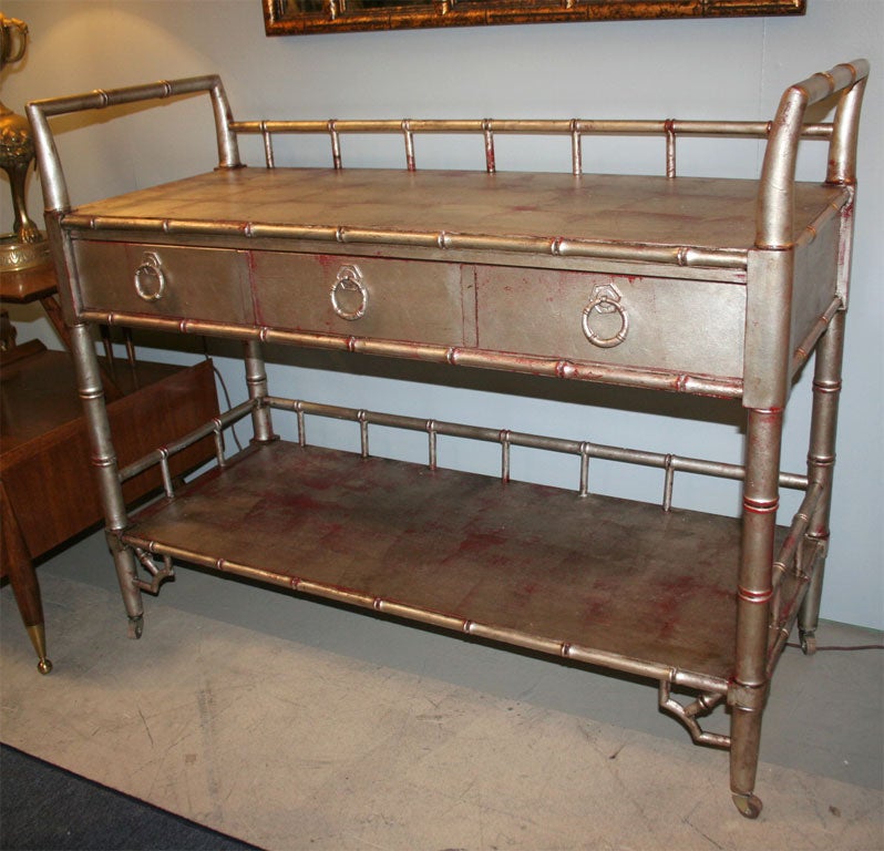 Silver Leaf Faux Bamboo Server