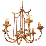 Vintage Gilt Faux Bamboo Chandelier