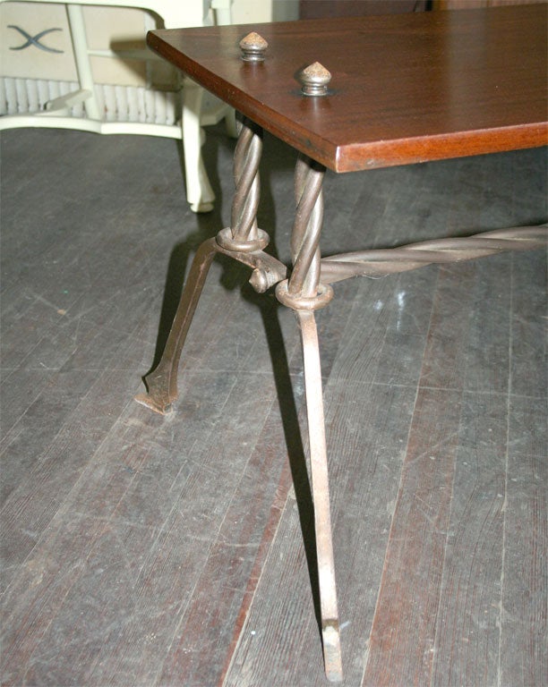 French Wood and Handwrought Iron Side Table In Good Condition For Sale In Stamford, CT