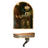French 40's Metal Mirror and Console