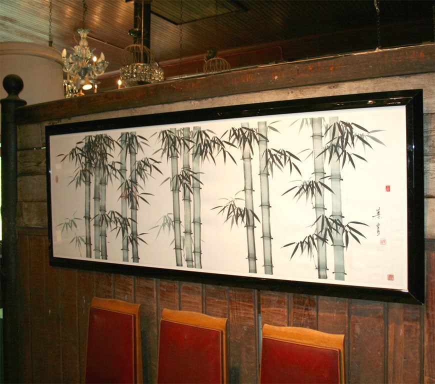Signed and dated painting of bamboo by Ning Yeh.