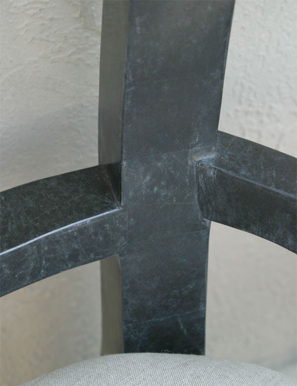 Pair of Stone Klismos Chairs with Brass Inlay by Maitland Smith 5