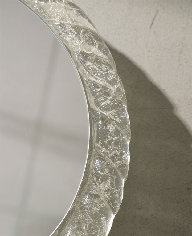 Late 20th Century Italian Circular Lucite Mirror with Rope Motif