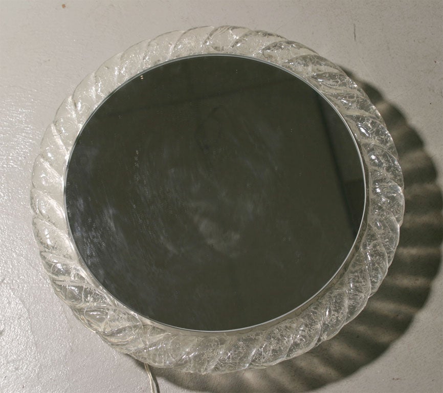 Italian Circular Lucite Mirror with Rope Motif 1