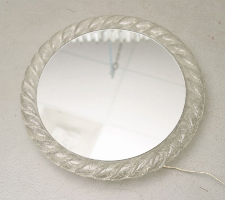Italian Circular Lucite Mirror with Rope Motif 3