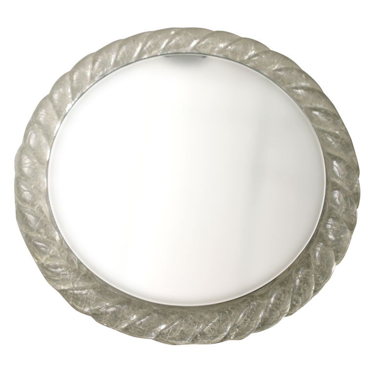 Italian Circular Lucite Mirror with Rope Motif