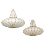 Pair of Murano Glass Latticino Pod Shape Lanterns Pair of Murano Glass Latticino Pod Shape Lanterns