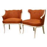 Pair of White Lacquered Chairs