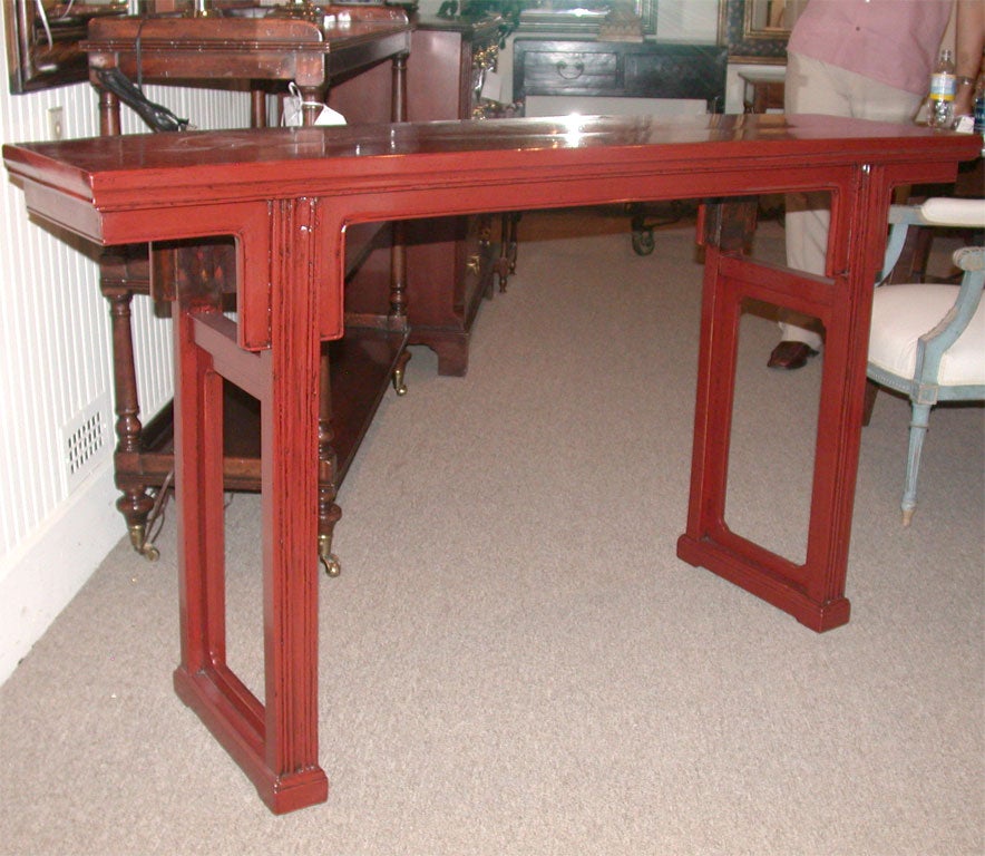 Red Lacquered Console Table