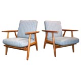 Pair of Oak Cigar Armchairs by Hans Wegner