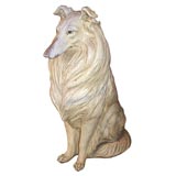 Cast Resin Statue of White Collie