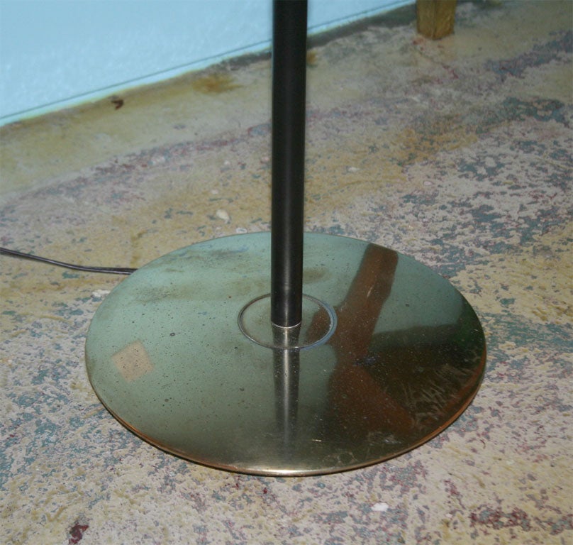 Brass and Black Enamel Petal Floor Lamp
