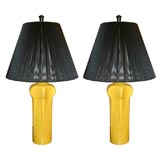 Pair of Yellow American Ceramic Lamps, 1960
s Pair of Yellow American Ceramic Lamps, 1960
s