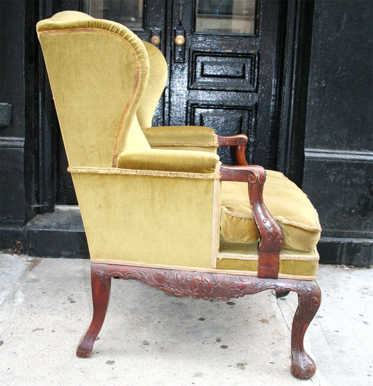 English Pair of Impressive Scale Georgian Style Library Chairs