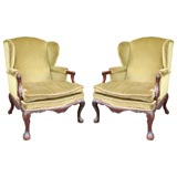 Pair of Impressive Scale Georgian Style Library Chairs