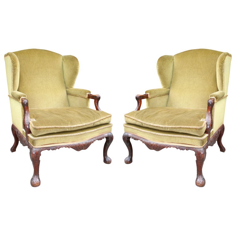 Pair of Impressive Scale Georgian Style Library Chairs
