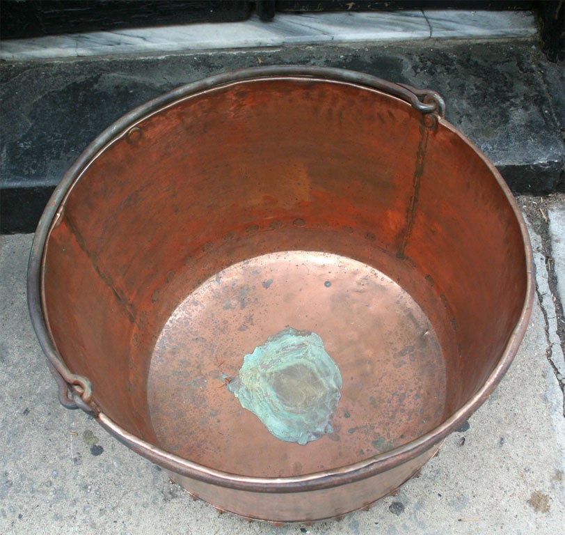 19th Century Overscale English 19th Copper Apple Kettle for Firewood