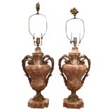 Antique Pair of Marble Garniture Urns as lamps