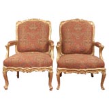 18th c Itlaian giltwood Armchairs